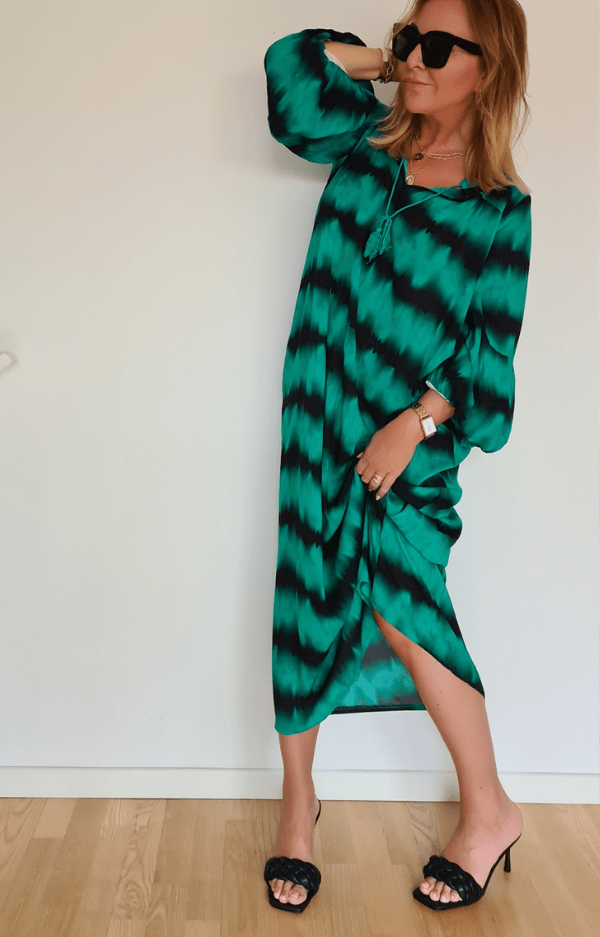 Angelica Dress Green Stripes Fynda
