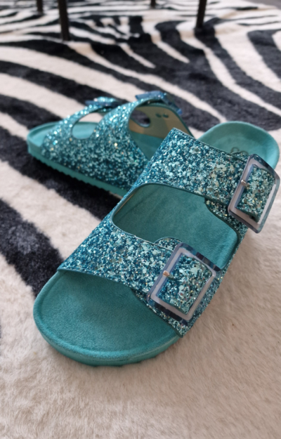 Turquoise Glitter Sandals