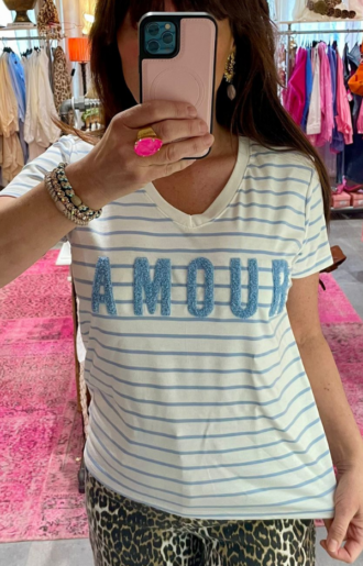 Amour Randig Tshirt Blå