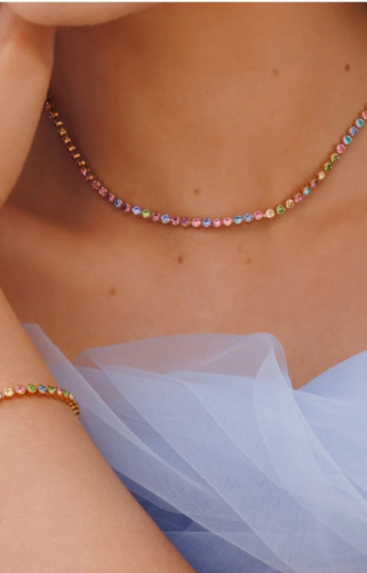 Siri Halsband - Caroline Svedbom, Multi, Rosa Grön