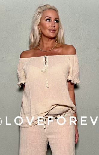 Tina Blus Linne-Bomull Beige