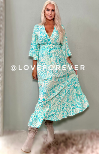Naomi Viskosklänning Turquoise