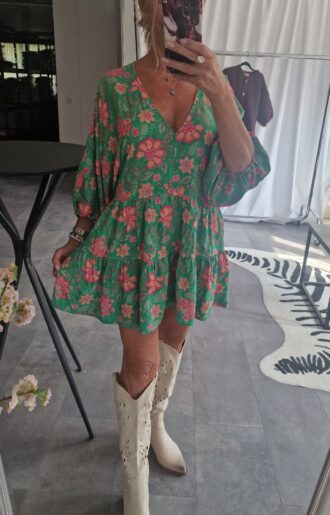 Julia Viskostunika/Kort Klänning Grön