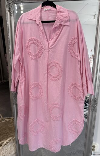 Cissi Lång Bomullskjorta Rosa