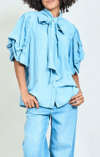 Knytblus Ljus Denim