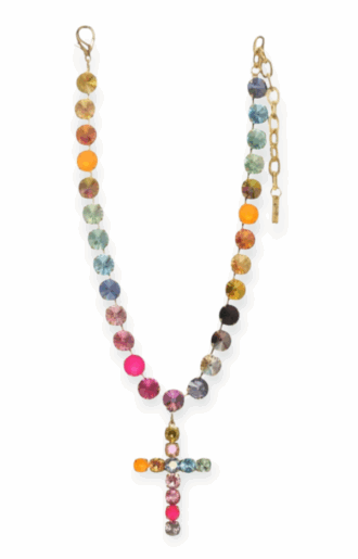 Boho luxe halsband med Swarovski-kristaller, handgjort i guldpläterad mässing, designat i New York.