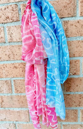 Spring Viskosscarf - Coral, Blå