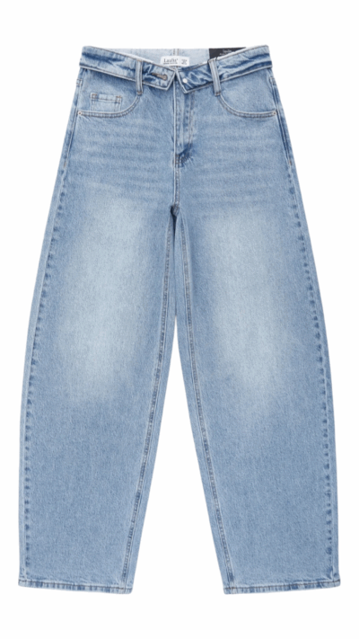 Barrel jeans i ljus jeanstvätt för dam, trendig passform i mjukt stretchigt jeanstyg med bra benlängd