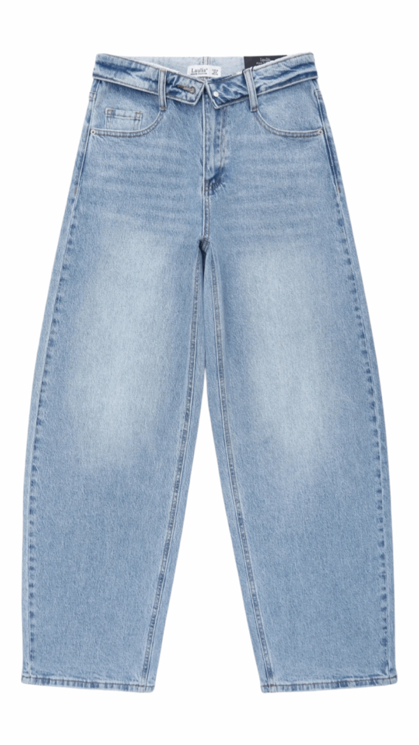 Barrel jeans i ljus jeanstvätt för dam, trendig passform i mjukt stretchigt jeanstyg med bra benlängd