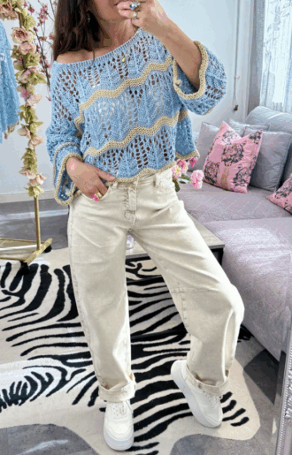 Beige Barrel Jeans med stretch