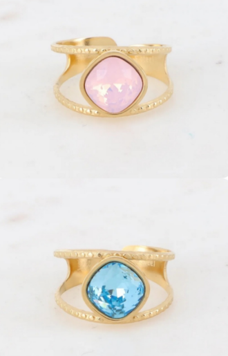 Guldpläterad ring med Swarovskisten i rose