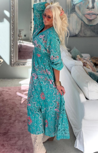 En annan syn på Beckie Bohemisk Klänning Turkos