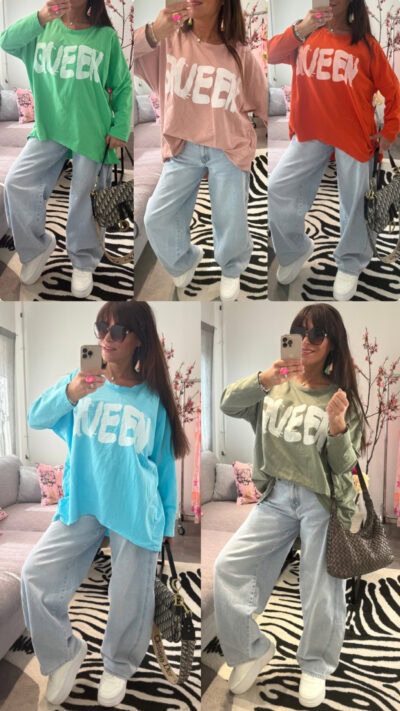 Queen oversize topp i flera färger som puderrosa, army, grön, turkos och orange, boho chic stil från Love Forever