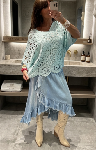 En annan syn på Lara Spetstopp Gul o Turquoise