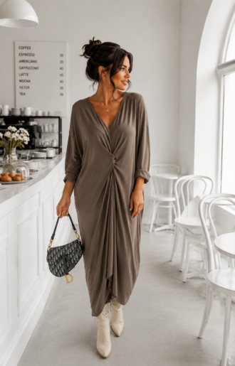 Joy Stretch Dress Taupe