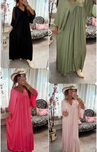 Missy Viskosklänning Satin - army, puder, cerise, svart