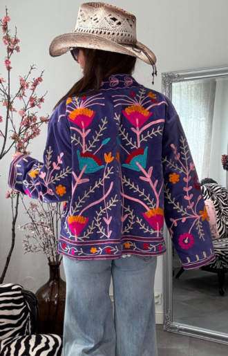 Alternative view of Suzani Jacka Bomullssammet - handbroderad