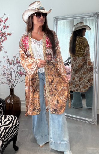 Mix Short Kimono Bruna nyanser - 10