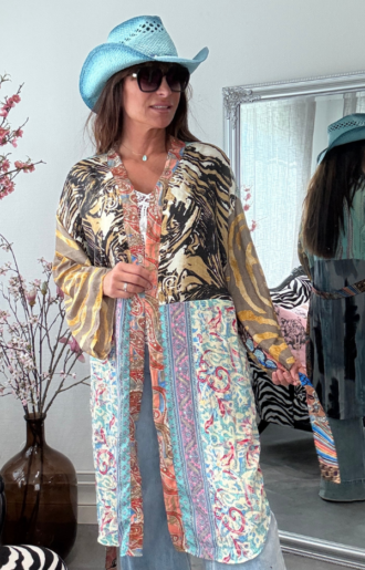Mix Short Kimono Bruna Nyanser- 14