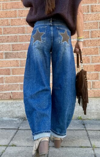 Brown Star Barrel Jeans - med stretch
