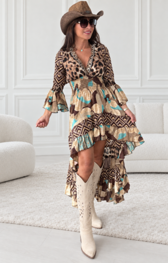Liana Klänning High-Low Brun S-M nr 3