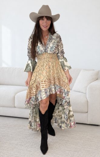 Liana Klänning High-Low Puder L-XL 3