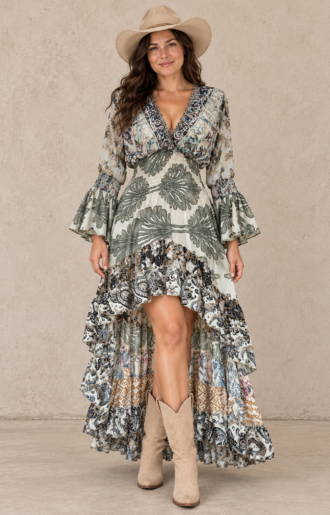 Liana Klänning High-Low Puder L-XL 1