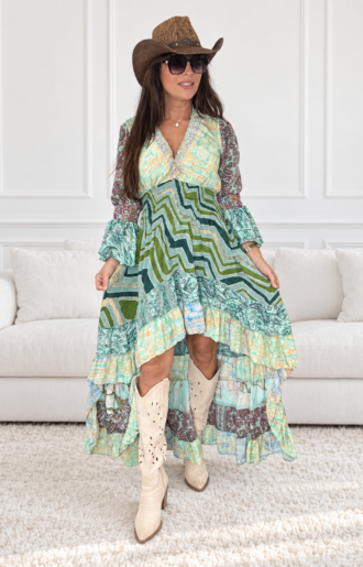 Liana Klänning High-Low Turquoise L-XL 3