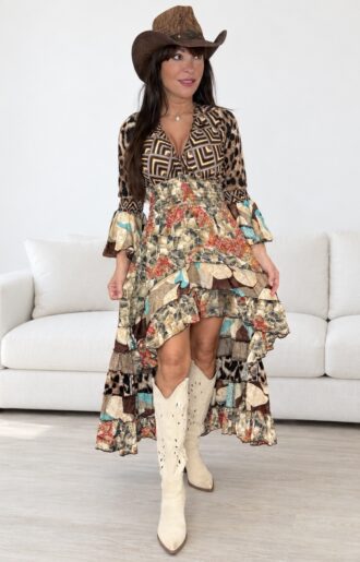 Liana Klänning High-Low Brun S-M nr 14