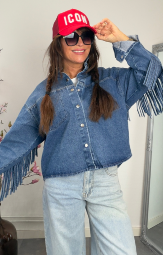 Alternative view of Jeansjacka med fransar