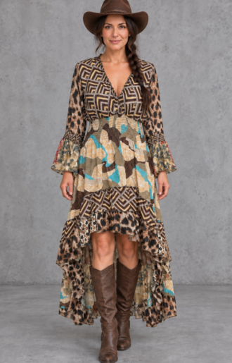 Liana Klänning High-Low Brun M-L nr 1