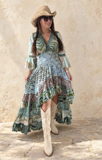 Liana Klänning High-Low Turquoise L-XL 7
